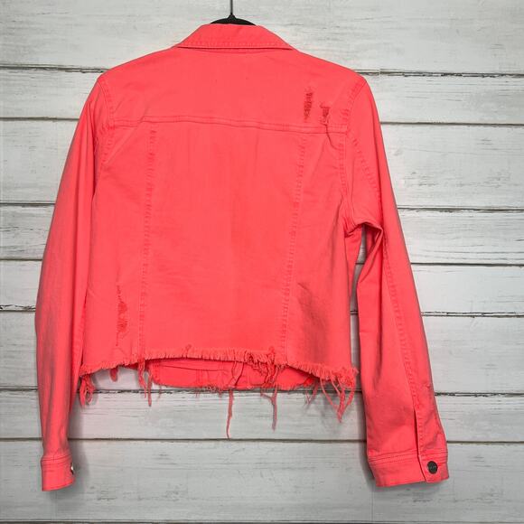 Risen Coral Stretch Denim Jean Jacket Size Large - Picture 3 of 11